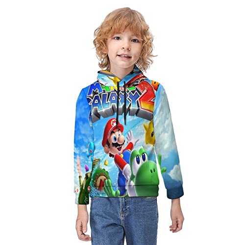 SEMAZA Super Mario Kids Hoody 3D Spielfiguren Charaktere Sweatshirt Kinder Jungen Mädchen Sweatshirts Lässiges Sweatshirt Sweatshirt mit Kängurutasche Hoodies 8-10 Jahre Cover