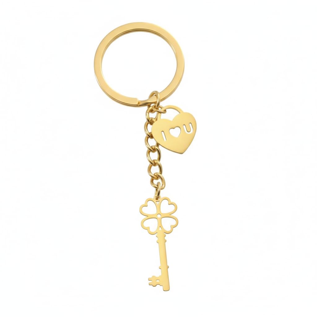 Eillwin Four Leaf Clover Heart Keychain - Women's Lucky Charm, Lovely Keyring & Bag Accessory