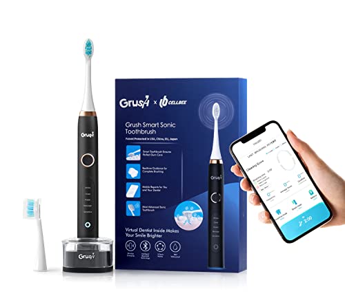 Rechargeable Electric Toothbrush for Adults Kids, Enther Smart Bluetooth Toothbrush with APP, Waterproof Soft Sonic Toothbrush Black Rechargeable Electric Toothbrush for Adults Kids, Enther Smart Bluetooth Toothbrush with APP, Waterproof Soft Sonic Toothbrush Black