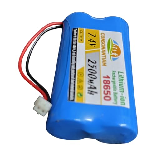 Image of 7.4 Volt Battery Pack 2500 mAH Full Capacity 18650 Lithium Ion Rechargeable Battery Pack with JST 2 Pin Jack Robotics Industrial Inbuilt 2S-3-A BMS Security. (Without BMS Card)