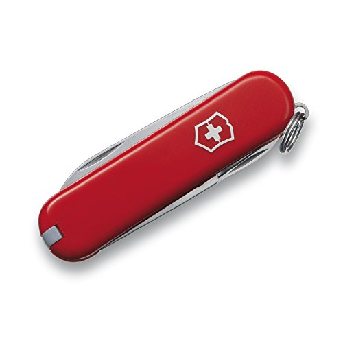 Image of Victorinox Classic SD Swiss Army Knife, Compact, 7 Functions, Swiss Made Pocket Knife with Small Blade, Screwdriver and Key Ring - Style Icon (Red)