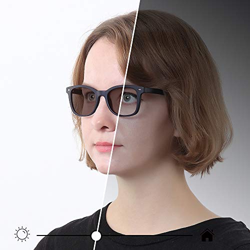 Image of YEIN Blue Light Blocking Glasses, Photochromic Brown Sunglasses, Computer Reading Glasses, TV Glasses for Women /Men(Navy,+1.50 Magnification)