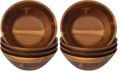 Image of AIDEA Acacia Wooden Serving Bowls, 7 Inch Set of 4 for Salad, Soup, Noodle and More (Pack of 2)