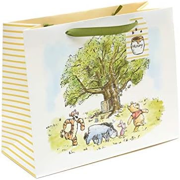 Disney Winne the Pooh Large Gift Bag For Him/Her/Kids With Envelope - Cute Vintage Artwork Design With Winnie, Tigger, Eyeore and Piglet - By UK Greetings