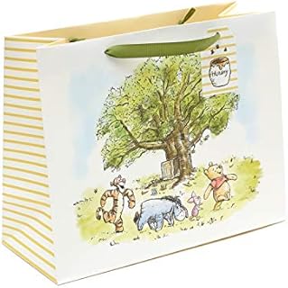 Disney Winne the Pooh Large Gift Bag For Him/Her/Kids With Envelope - Cute Vintage Artwork Design With Winnie, Tigger, Eyeore and Piglet - By UK Greetings