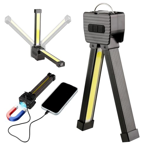 Gym Lamp for Posing Portable Magnetic LED Flashlight with 180 Folding Head 7-Level Dimming & 3 Light Colors IPX4 Waterproof USB-C Rechargeable for Fitness Workshop Camping and Outdoor Use