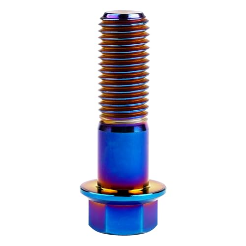 Image of Titanium Bolt Hex Small Flange Head M12x40mm Pitch 1.5, Burnt Blue | 30 35 40 45 50 55 60 65 70 75 80 85 90mm 1.25 /1.5mm Pitch Screws for Motorcycle Car Modification Pack of 4