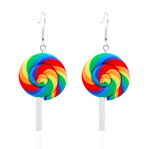 WEILYDF Lollipop Earrings Women Soft Clay Lollipop Pendant Stud Earring Accessories Funny Personality Jewelry for Girls Friend