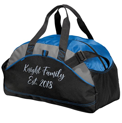 Custom Sport Duffel Bag Add Your Embroidered Text Medium Contrast Sport Gym Travel Water Resistant Duffel Bag Royal2