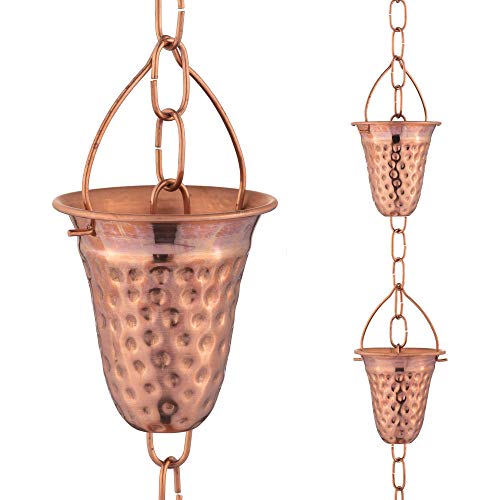 Marrgon Copper Rain Chain – Decorative Chimes & Cups Replace Gutter Downspout & Divert Water Away from Home for Stunning Fountain Display – for Universal Fit by Marrgon - Used condition - US$33.77