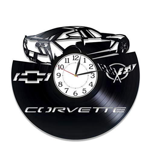 Kovides Chevy Corvette Birthday Gift Idea Sport Car Handmade Clock Car Wall Clock 12 Inch Speed Car for Man and Woman Original Home Decor Chevy Corvette Vinyl Record Clock by Kovides - Used condition - US$17.01
