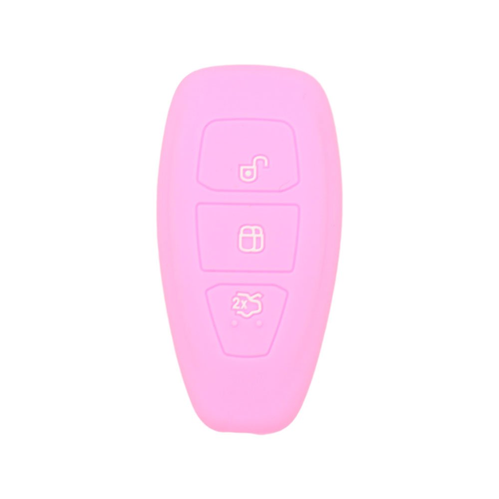 Brovacs Pink Silicone Cover Protector Case Holder Skin Jacket Compatible With Ford 3 Button Smart Remote Key Fob Cv2712