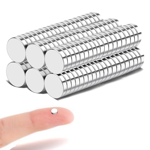 TACHIO 100 Unidades Imanes Fuertes de Neodimio, 2 x 1 mm, Pequeños Imanes Fuertes, para Tablón de Anuncios, Mini para Pizarra Magnética, Manualidades, Fotos