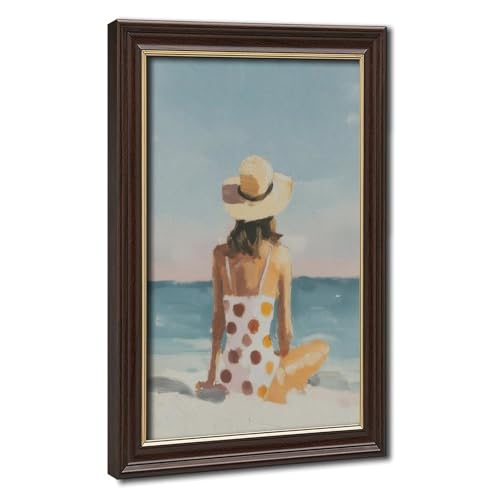 Vintage Beach Woman Art Print Polka Dot Swimsuit Wall Art