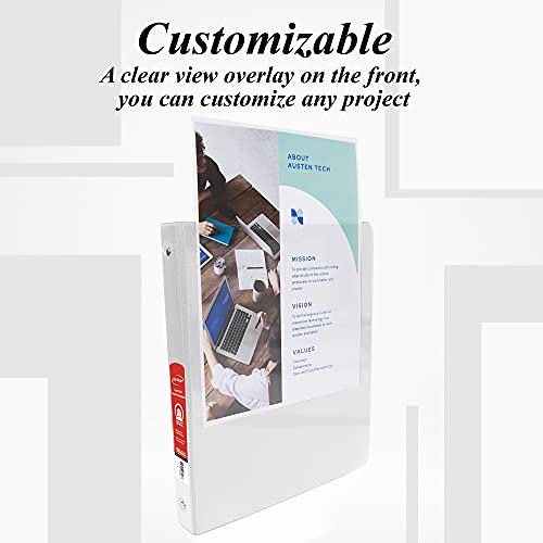 BAZIC Organizador de fichários de 3,8 cm com vista econômica - branco, anel redondo, comporta 250 fo