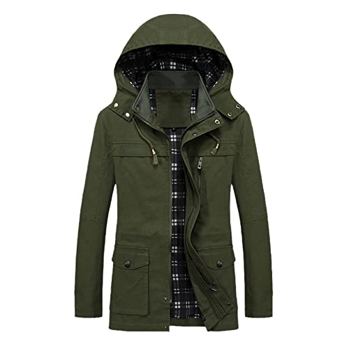 Parka d'hiver pour homme en polaire épaisse militaire chaude vert M