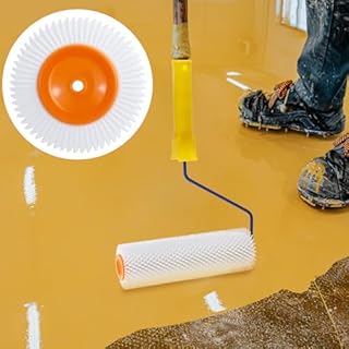 QWORK® Kit di Strumenti per Cemento Autolivellante, Gunite Spike Scarpe per epossidici Pavimenti, Set di rulli di sfiato, Rastrello Autolivellante per Raschietto in Acciaio Inossidabile