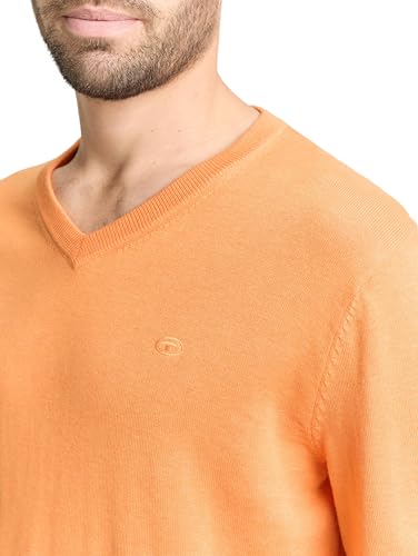 Tom Tailor Herren 1039811 Strickpullover mit V-Ausschnitt, 40135 - Soft Orange Melange, XS – Ansicht 5