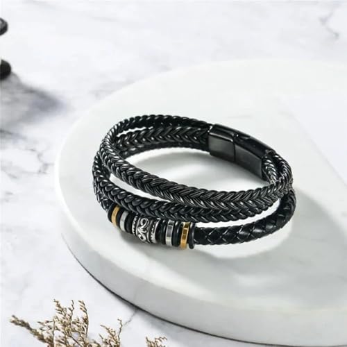 Image of To My Son /Grandson Bracelet From Mom Grandmother, Forever Linked Together Black Braided Leather Infinity Knot Inspirational Bracelets Engraved Love You Forever Birthday Gift Jewelry