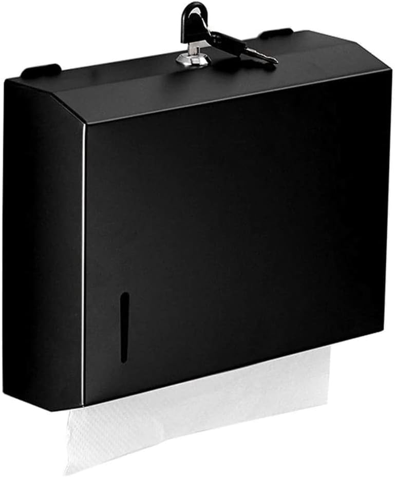 Paper Towel Dispenser Wall Mounted Paper Towel Dispenser, Punch Free Toilet Tissue Holder Tissue Dispenser Paper Holder Toilet Tissue Holder High Capacity (Black)