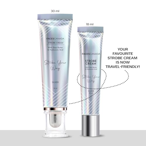 Image of FACESCANADA Strobe Cream - Silver, 18ml | Primer + Highlighter + Moisturizer | Shea Butter & Hyaluronic Acid | Intense Hydration | Flawless Radiant Dewy Skin | Illuminating & Glowing Makeup Base