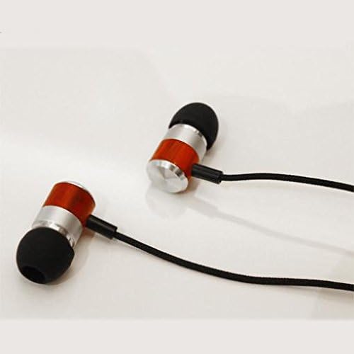 Hi-Fi Sound Earbuds Hands-Free Earphones w Mic Metal Headphones Headset 3.5mm [Wood Trim] for Consumer Cellular Doro PhoneEasy 626 - Consumer Cellular Huawei Vision 3 LTE