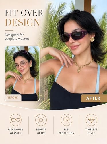 Image of VIEWBETTER Polarized Fit Over Glasses Sunglasses for Men Wrap Around Shades UV Protection Wear Over Eyeglasses SG0312