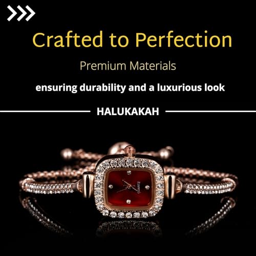 Image of Halukakah Kids' Sparkling Diamond Watch - 18k Real Gold /Rose Gold /Platinum Plated - Multiple Colors Rectangle Dial - Quartz Adjustable Stainless Steel Wristwatch - Suitable for Boys and Girls