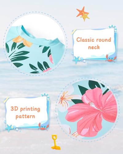 Image of UNIFACO Toddler Girls Swimsuit Rashguard Set Summer Beach Breathable Tankini with UPF 50+ Sun Protection 2-8T