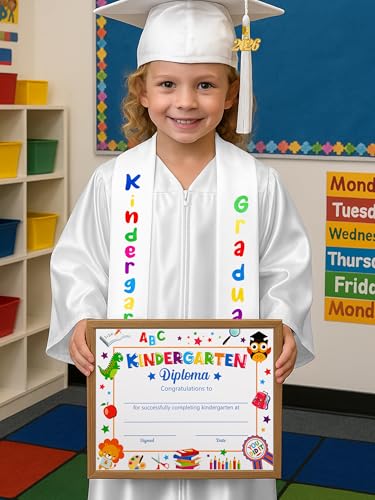 Image of QZYL Kindergarten Graduation Cap and Gown Set, 2026 Congrats Grad Outfit with Tassel & Certificate for Kindergarten