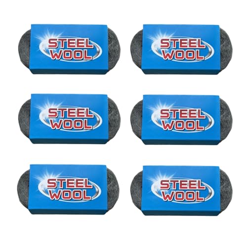 Lipulacer Steel Wool, 3'' x 11Ft, Grade #0000 - #4 Steel Wool Mice Control - Steel Wool for Cleaning, Polishing, Buffing and Refinishing, for House, Holes, Kitchen, 6 Pack，#0000 - Super Fine Grade