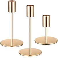 3 Pcs Candelabro Dorado, 8.5/14/16 cm Candelabros para Velas,