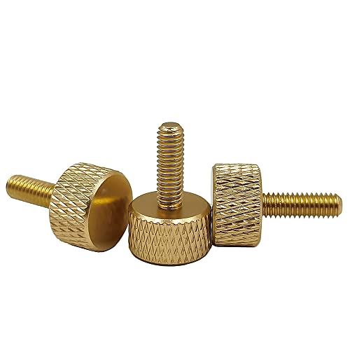 Tornillos moleteados M4, aleación de aluminio, oxidación anódica, 20 unidades (dorado, M4 x 10 mm)