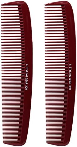 Styling Gear 300 Large Comb 8.5 In. Specialty Hair Styling Cutting Master Barber Stylist Combs Burgundy 2 Pcs.