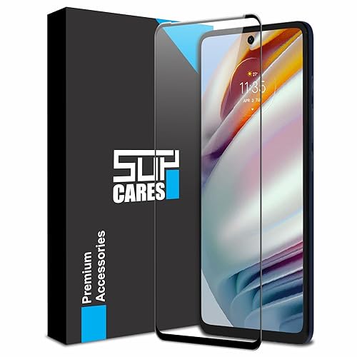 Image of SupCares Tempered Glass for Motorola Moto G40 Fusion and Motorola Moto G60 (6.8 Inch) With Installation Kit | Military-Grade Gorilla Screen Protector | Edge to Edge Coverage | Black
