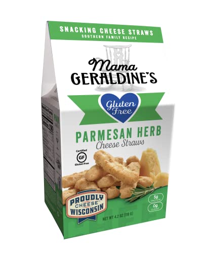 Mama Geraldine's Gluten Free Parmesan Herb Cheese Straws, 4.5 Ounce Box, 4 Pack #TOP2
