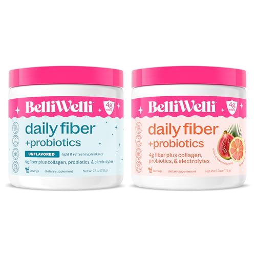 Belli Welli Daily Fiber Supplement for Women & Men Bundle – Premium Fiber Powder from Organic Acacia with Added Collagen, Electrolytes & Probiotics – No Bloat, Constipation & Gut Health Support
