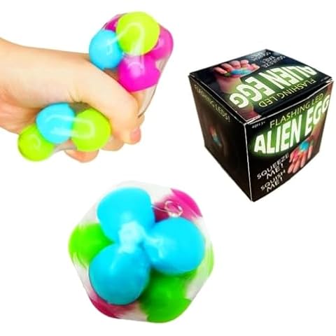 Squishy Flashing Alien Egg Glow in The Dark Stress Ball - Anti Stress Sensory Ball and Concentration Cover