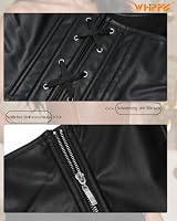 WHIPPY Damen Corsage Sexy Korsett Top Bustiers Vollbrust Corsage,Schwarz M | Seitlicher Reißverschluss, Bindung am Rücken, Trägerlos, Kunstleder Korsett, Kostüme für Karneval, Halloween und Nachtclubs – Ansicht 4