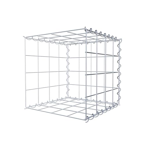 GABIONA Cesta de piedra de gavión rectangular, malla de 10 x 10 cm, profundidad de 40 cm, cesta de cultivo tipo 2, cierre de espiral, galvanizado (40 x 40 x 40 cm)