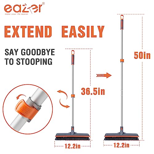 Eazer 2-in-1 Floor Scrubber Brush with Long Handle, Soft & Hard Bristle Brush for Concrete, Squeegee Broom for Floor, Bathroom, Garage, Kitchen, Wall, Tile and Pool