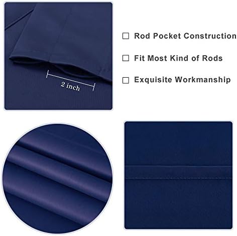 DWCN Blackout Curtains for Bedroom - Thermal Insulated & Privacy Protection Rod Pocket Window Curtains for Living Room 46 x 72 inches Long, Navy Blue, 2 Panels