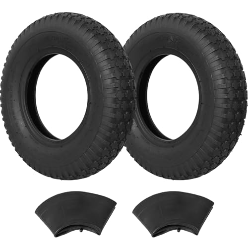 4.80/4.00-8 Tire and Inner Tube, Premium Rubber Wheelbarrow Replacement Parts for Hand Truck Lawn Mower Dollies Wagon Dolly Trailers Go kart 2 Pack