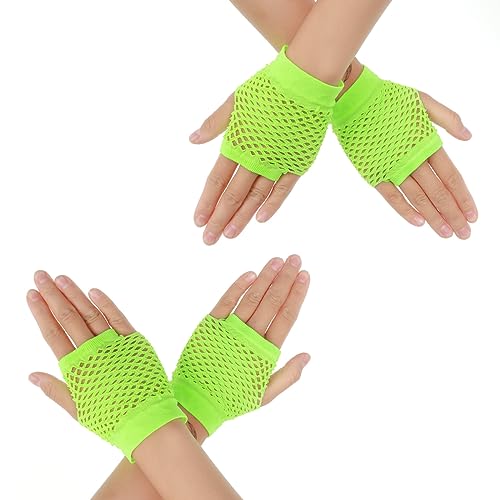 DIVINA VITAE 2 Pairs Fishnet Gloves Fingerless 80s Short Fishnet Gloves Women Fish Net Glove Emo Goth 80s Scene Accessories