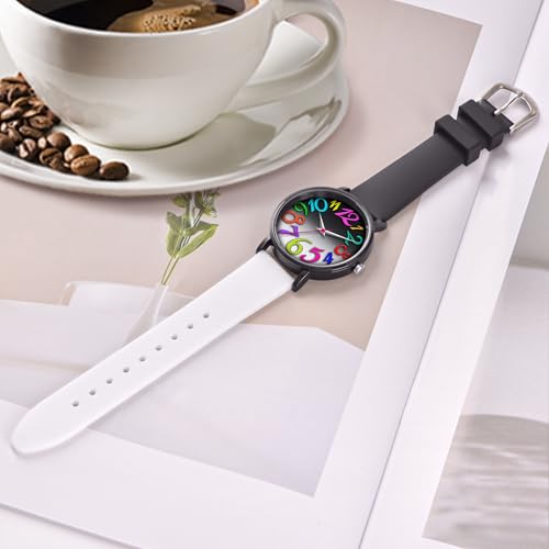 Stylish Black and White Patchwork Women's Watch - Big Face, Easy to Read, Waterproof Design - Image 5