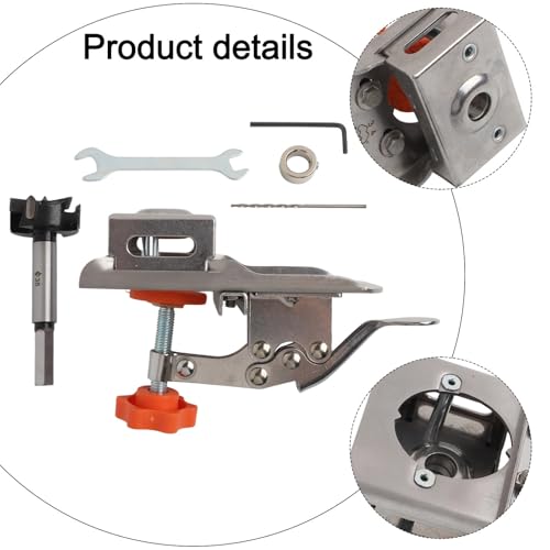 Kivivaka Gabarit de perçage de charnière dissimulé de 35 mm, pour le travail du bois en acier inoxydable, localisateur de trou avec foret en alliage, armoire pour installation de porte, épaisseur de – vue 2