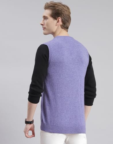 Image of Monte Carlo Off White Solid V Neck Sweater | Warm Woolen Pullover for Men | Soft Comfortable Knitted Winter Wear Sweater for Men's