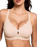 Gailife Bras for Women No Underwire Jelly Bras Wave Wireless Bras Seamless Full Coverage Bralettes Everyday Bras Skin M