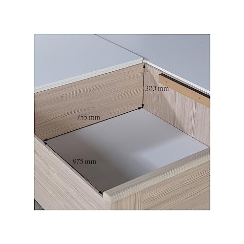 Image of HomeTown Ambra Queen Bed with Box Storage in Oak Colour