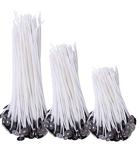 150Pcs Natural Candle Wicks, 50Pcs 8inches & 50Pcs 6inches & 50Pcs 4inches Candle Wicks, Low Smoke Natural Cotton Core for Candle Making, Ideal Candle Wicks for Artists& DIY